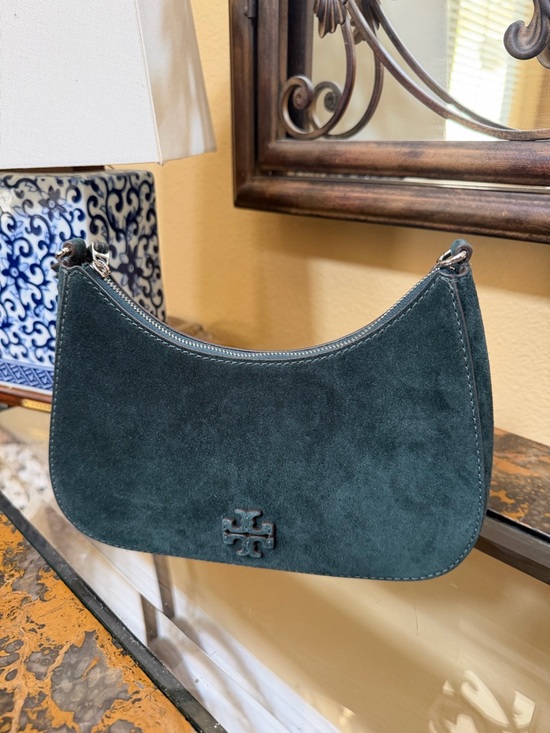 Tory Burch Handbags - Tory Burch Dark Teal Suede Leather Hobo Small Shoulder Bag